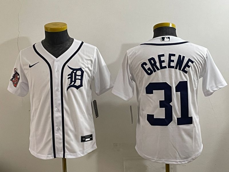 Youth 2025 Detroit Tigers #31 Greene White Game Nike MLB Jersey style 3->youth mlb jersey->Youth Jersey